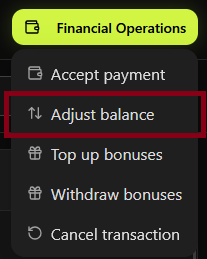 Financial Operations — Adjust balance