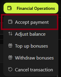 Financial Operations — Accept payment