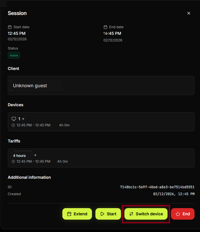 Select target device — confirm