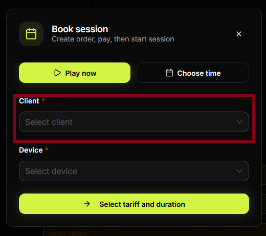 Select tariff and duration
